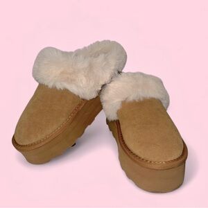 Cozy Tan Fur-Lined Mules